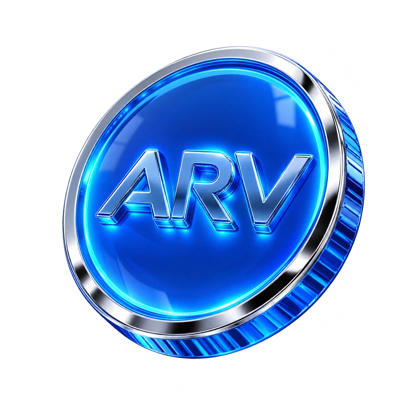 A glossy blue ARV coin